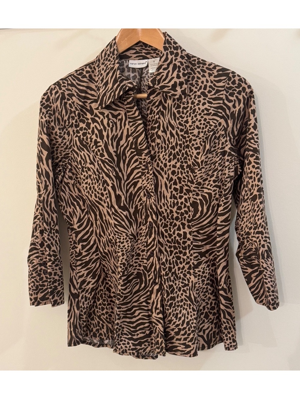 harvé benard Animal Print Button-Up Shirt Size S